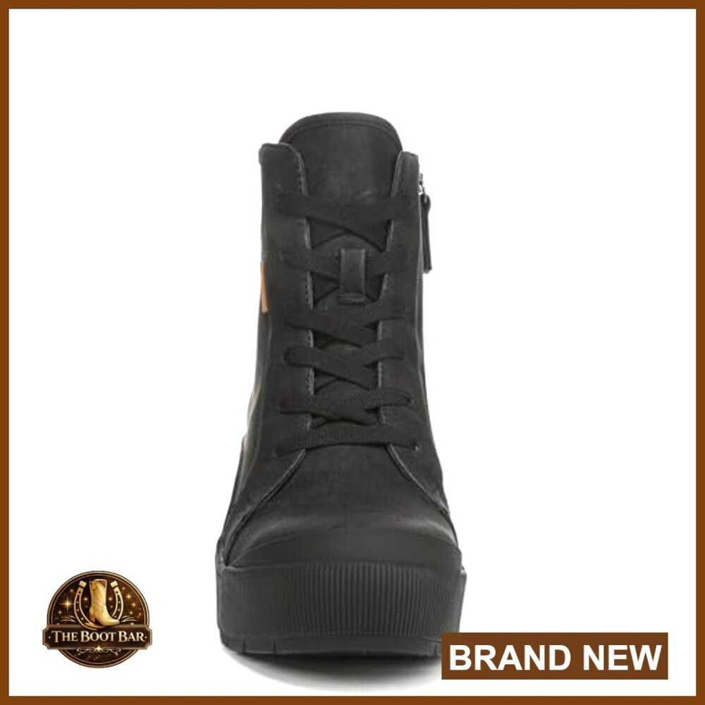 Platform Ankle Boots with Arch Support, Faux Leather, Lace-Up - Picture 2 of 7